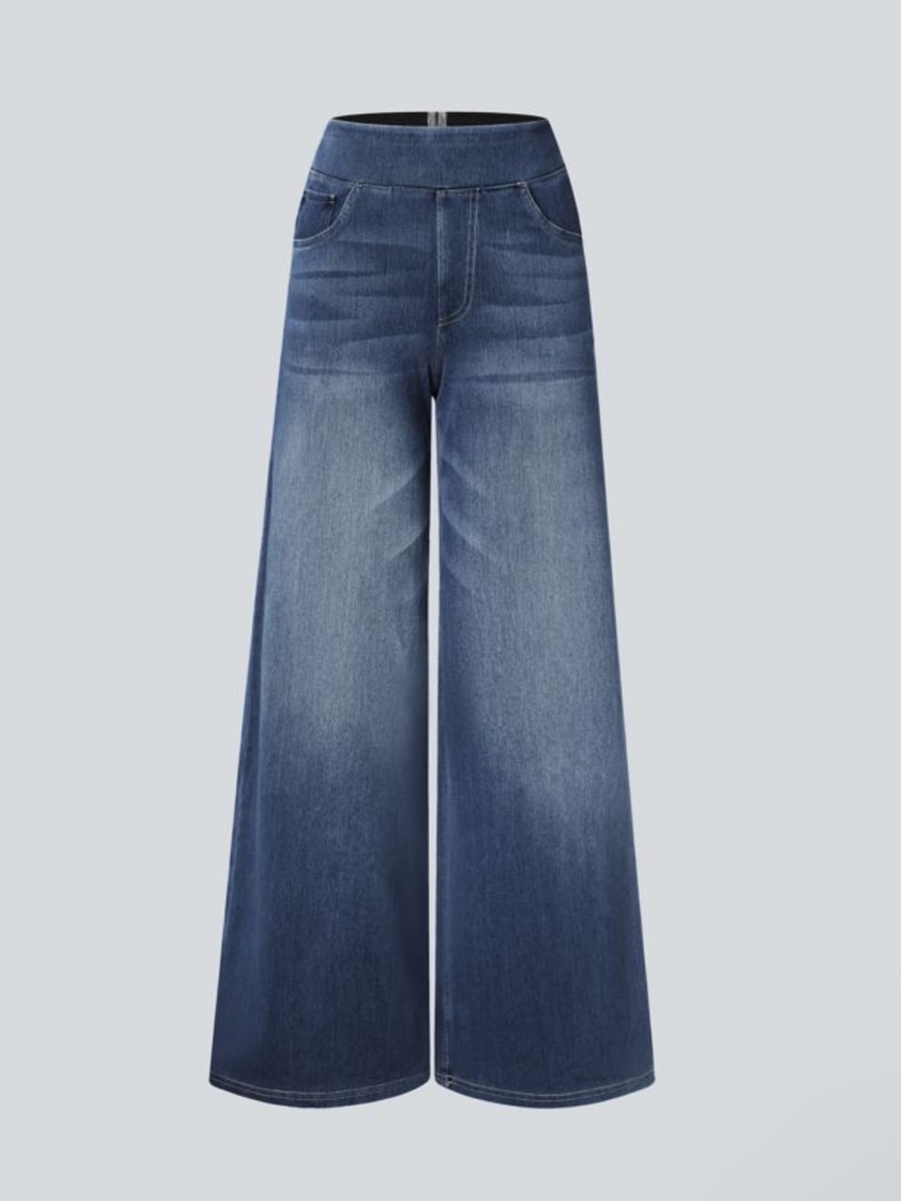 HALARA Wide Leg High-Rise Jeans in Medium Blue Wash